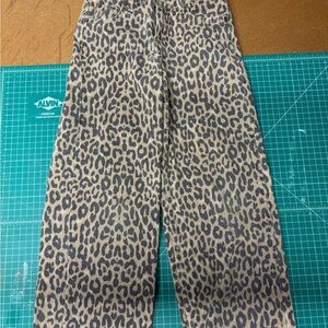 Zara Girl’s Animal Leopard Print pants denim jeans 9-10 size